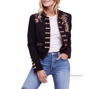 Free People Lauren Band Military Jacket M EUC